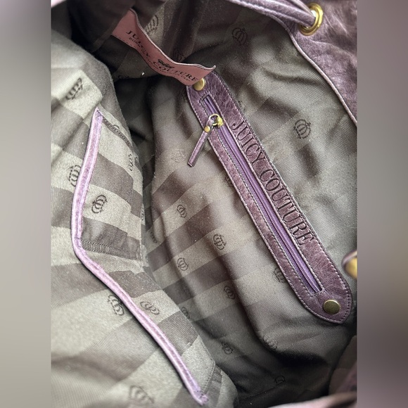 Vintage y2k Juicy Couture Lavender Purple Distressed Leather Large Shoulder - Picture 10 of 12